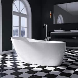 67 in. x 29 in. Acrylic Freestanding Flatbottom Soaking Bathtub in White