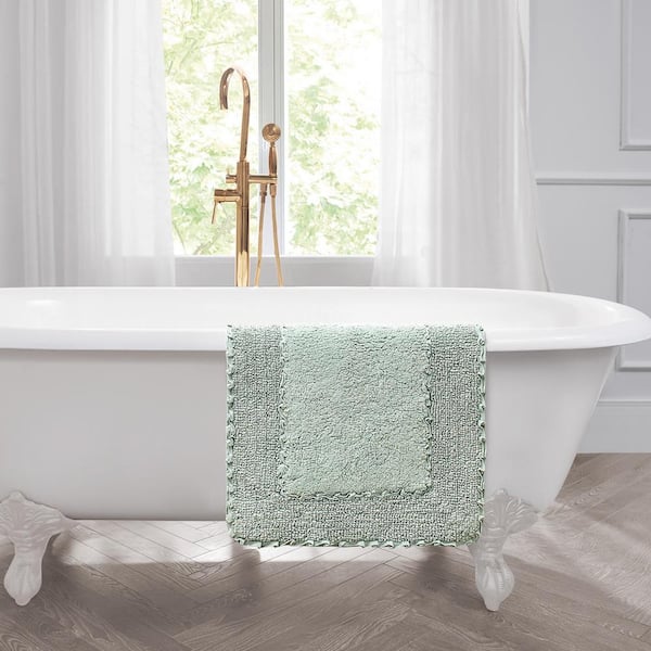 Laura Ashley Ruffle Cotton Border Sage Green 20 in. x 34 in. Bath