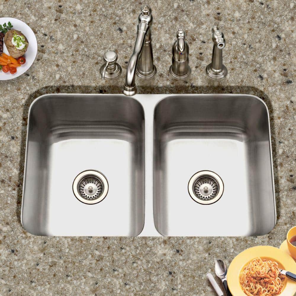 Medallion Gourmet 31.5'' Stainless Steel Double Bowl Kitchen Sink