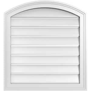 24 in. x 24 in. Arch Top Surface Mount PVC Gable Vent: Decorative with Brickmould Frame