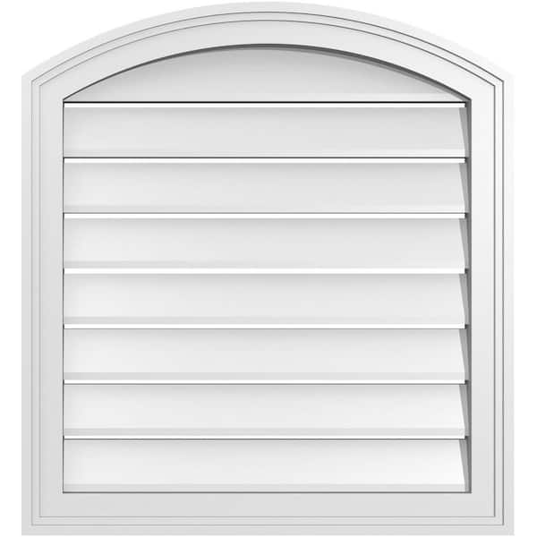 Ekena Millwork 24 in. x 24 in. Arch Top Surface Mount PVC Gable Vent: Decorative with Brickmould Frame