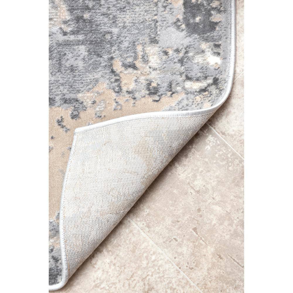Gray Abstract Synthetic Easy Care 3' x 5' Area Rug