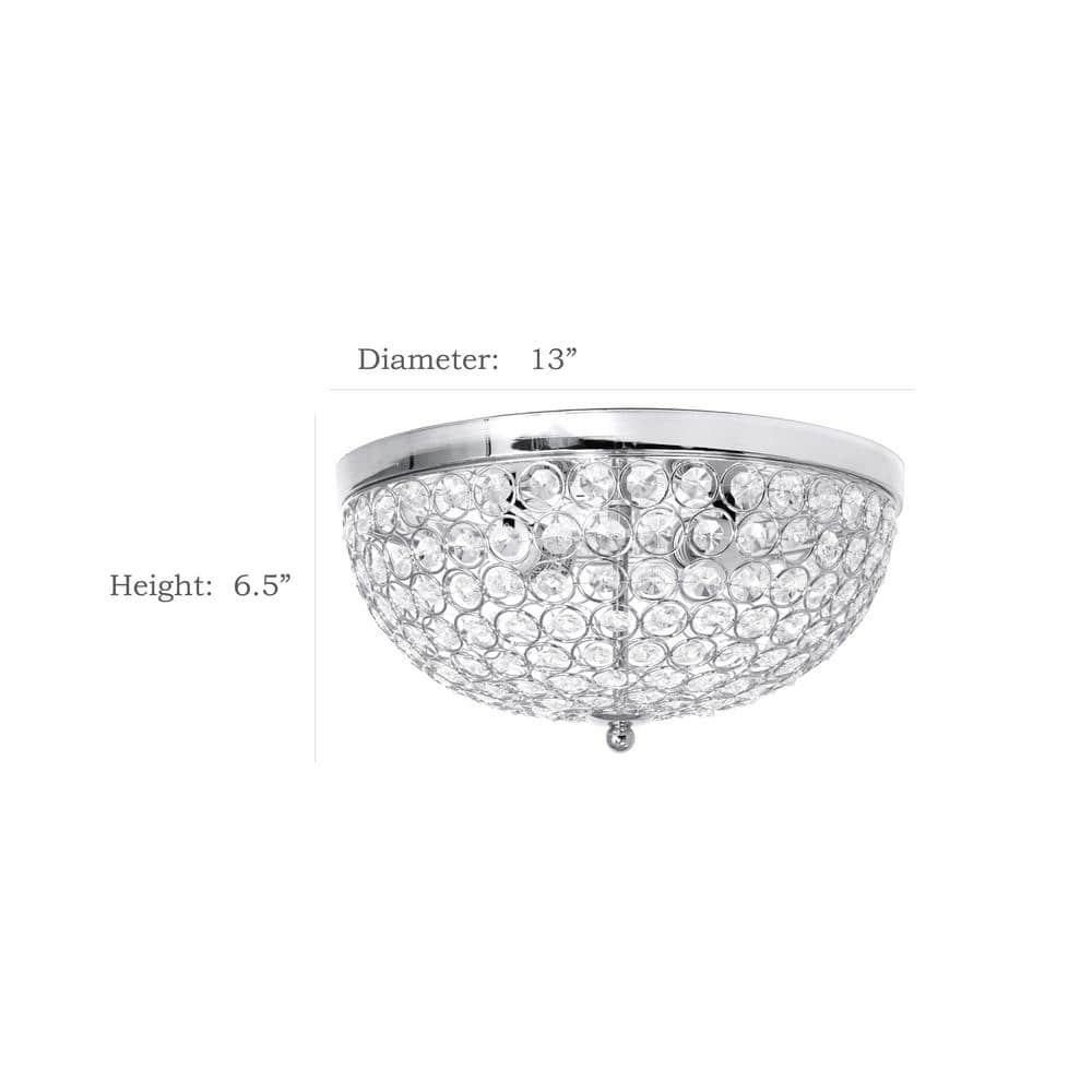 Elegant 15'' Chrome Crystal Incandescent Ceiling Flush Mount