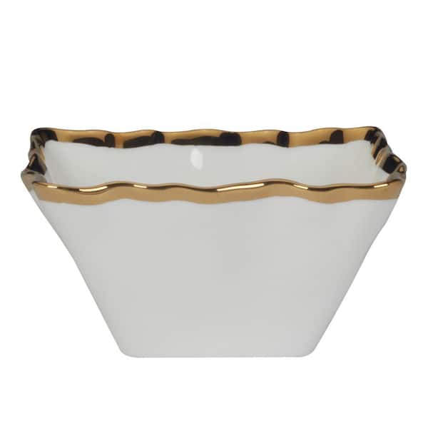 Certified International 5 in. 13 fl. oz. Multi-Colored Porcelain Regency Gold Square Serving Bowls (Set of 4)