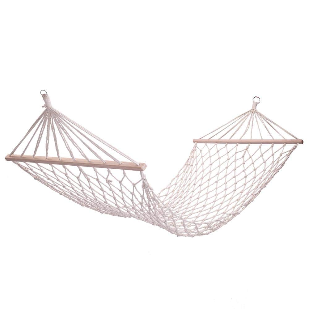 cenadinz Outdoor Wood Pole Cotton Rope Hammock Garden Patio Yard