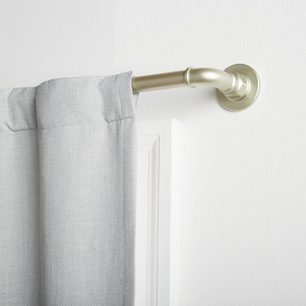 Hyde 66 in. - 120 in. Adjustable Length 1 in. Single Wrap Around Curtain Rod Kit in Matte Silver
