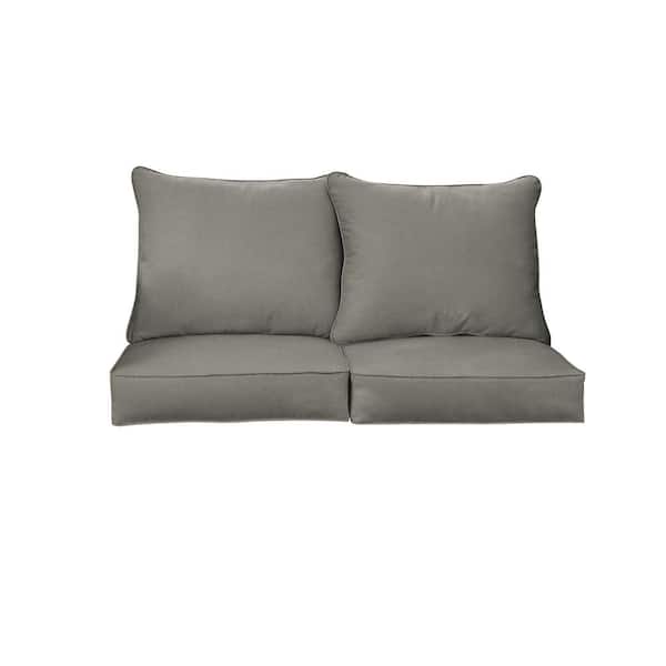 SORRA HOME 27 in. x 30 in. Sunbrella Deep Seating Indoor/Outdoor Loveseat Cushion Canvas Charcoal