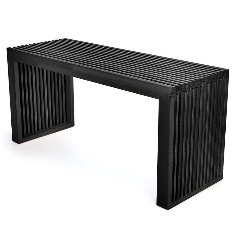 Black Wood Outdoor Storage Stool Bamboo Dining Bench, 35 in. Farmhouse Decor Indoor Kitchen Table Bench, Durability price history on PriceWatchPro