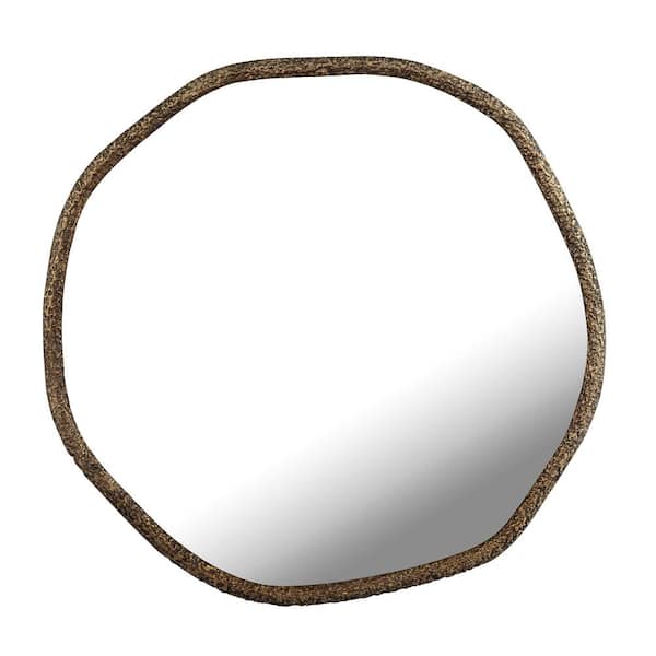 Unbranded Beresford 38 in. W x 38 in. H Metal Aged Brass Wall Mirror