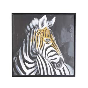 1- Panel Zebra Framed Art Print with Gold Foil Accents 32 in. x 32 in.