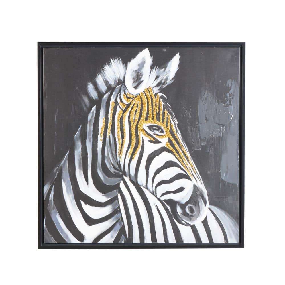 Litton Lane 1- Panel Zebra Framed Art Print with Gold Foil Accents