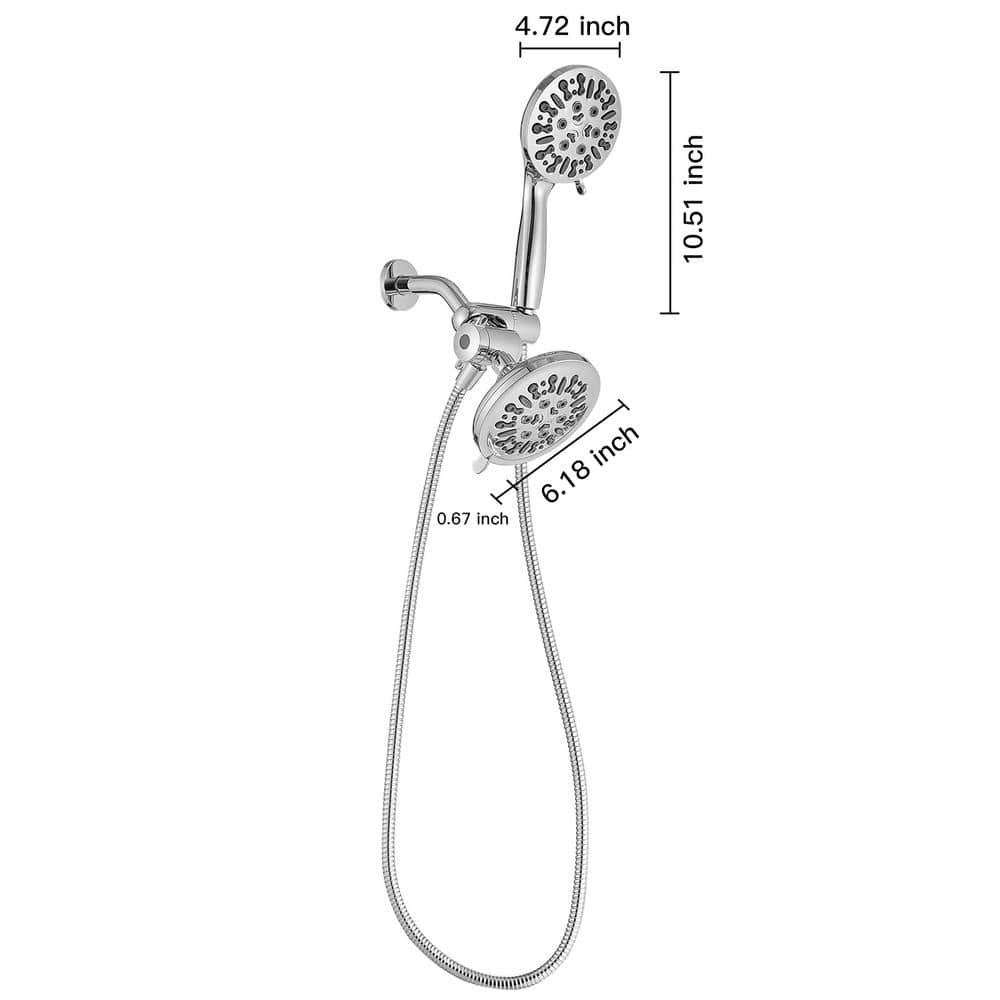 Chrome Dual Head Handheld Shower with Filter and Rain Spray