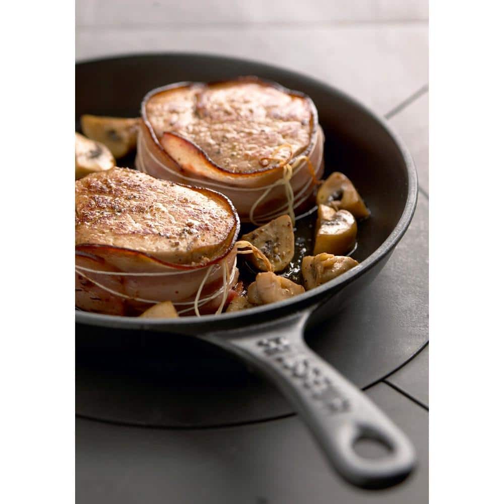 Red Enameled Cast Iron Frying Pan with Glass Lid