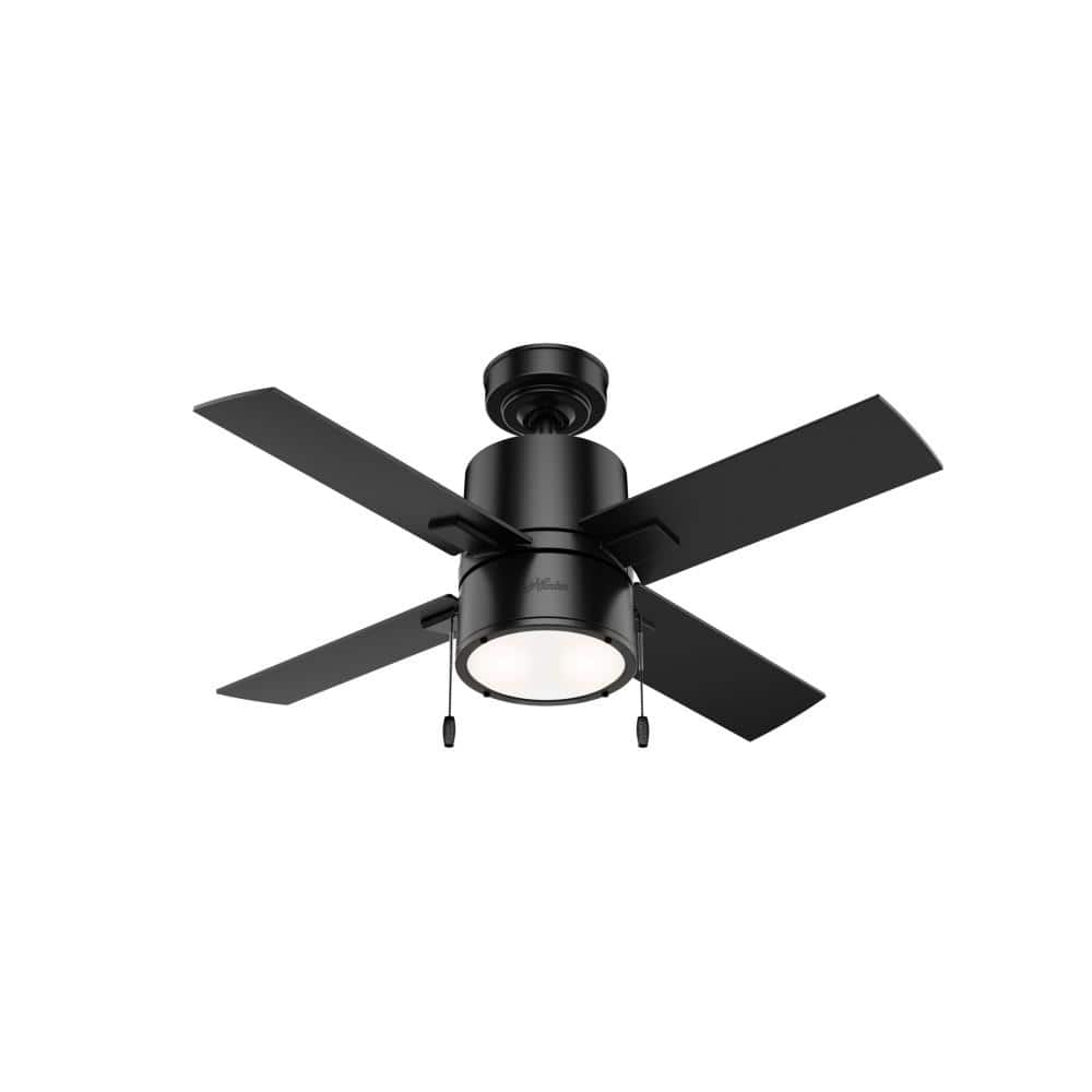 Hunter Beck 42" Matte Black Ceiling Fan with Greyed Walnut Blades and LED Light