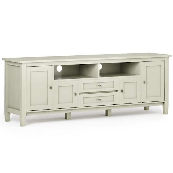 Simpli Home Warm Shaker Antique White 72 in. TV Media Stand For TVs up to 80 in.