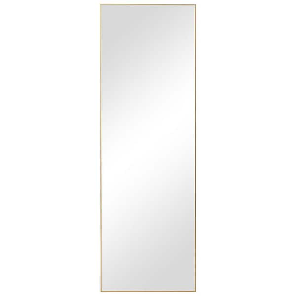 Benjara 20 in. x 60 in. Modern Gold Rectangle Shape Thin Polystyrene Framed Long Decorative Mirror
