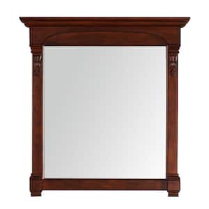 Brookfield 39.4 in. W x 41.3 in. H Framed Square Bathroom Vanity Mirror in Warm Cherry
