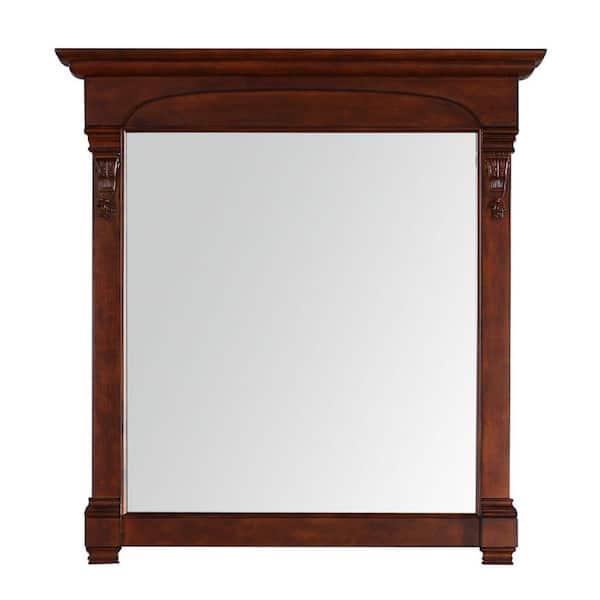 James Martin Vanities Brookfield 39.4 in. W x 41.3 in. H Framed Square Bathroom Vanity Mirror in Warm Cherry