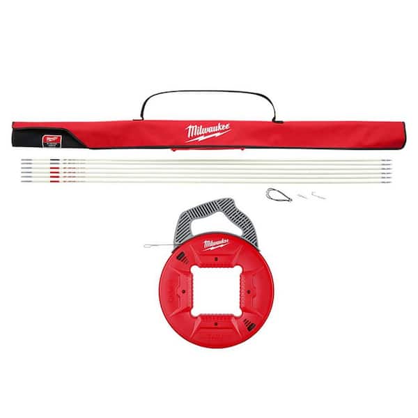 Milwaukee 30 ft. Fiberglass Fish Stick Low/Mid/High Flex Combo Kit with 120 ft. x 1/8 in. Stainless Steel Fish Tape