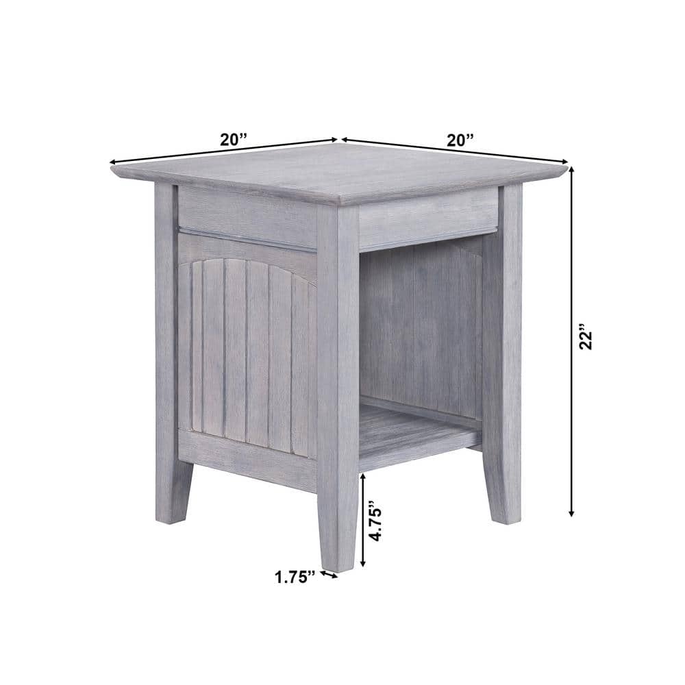 Nantucket Driftwood Square End Table with Storage
