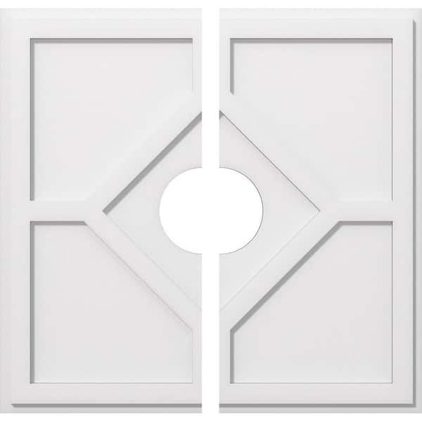 Ekena Millwork 1 in. P X 9-3/4 in. C X 28 in. OD X 6 in. ID Embry Architectural Grade PVC Contemporary Ceiling Medallion, Two Piece