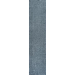 Twyla Classic Solid Low-Pile Machine-Washable Blue 2 ft. x 8 ft. Runner Rug