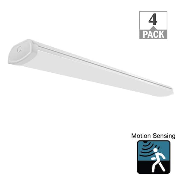 4 ft. Motion Sensing LED White Wraparound Light 3600LM 34W Bright White 4000K Adjustable Sensor Settings (4-Pack)