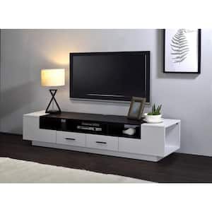 16 in. White and Black TV Stand