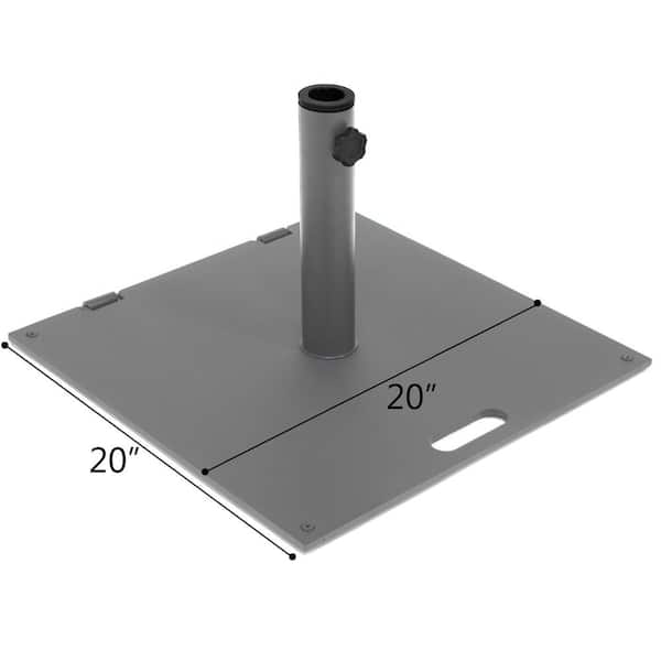 36 lbs. Steel Metal 20 in. Patio Umbrella Base with Wheels and Carry Handle in Gray