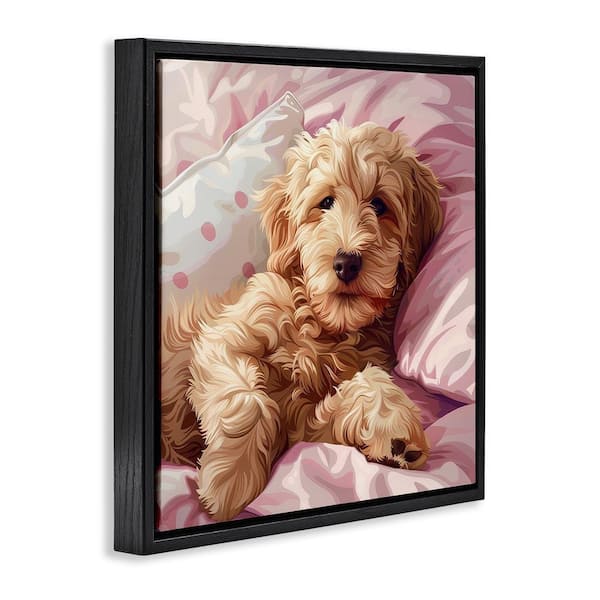 Stupell Industries Sleepy Labradoodle in Bed by Jim Baldwin Black