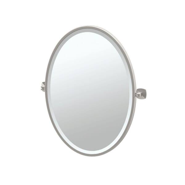 Gatco Jewel 21 in. W x 28 in. H Framed Single Oval Mirror in Satin Nickel