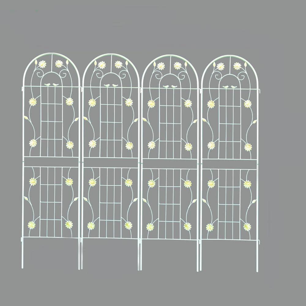 71 in. White 4-Pack Metal Garden Trellis for Climbing Plants Outdoor Flower Support price history on PriceWatchPro