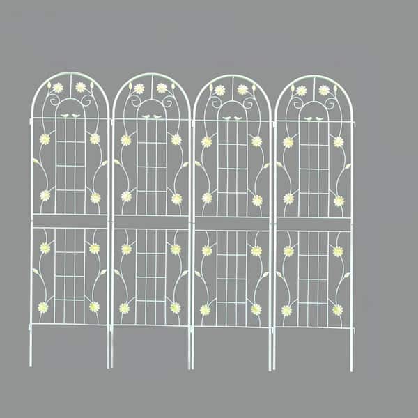 Sudzendf 71 in. White 4-Pack Metal Garden Trellis for Climbing Plants Outdoor Flower Support