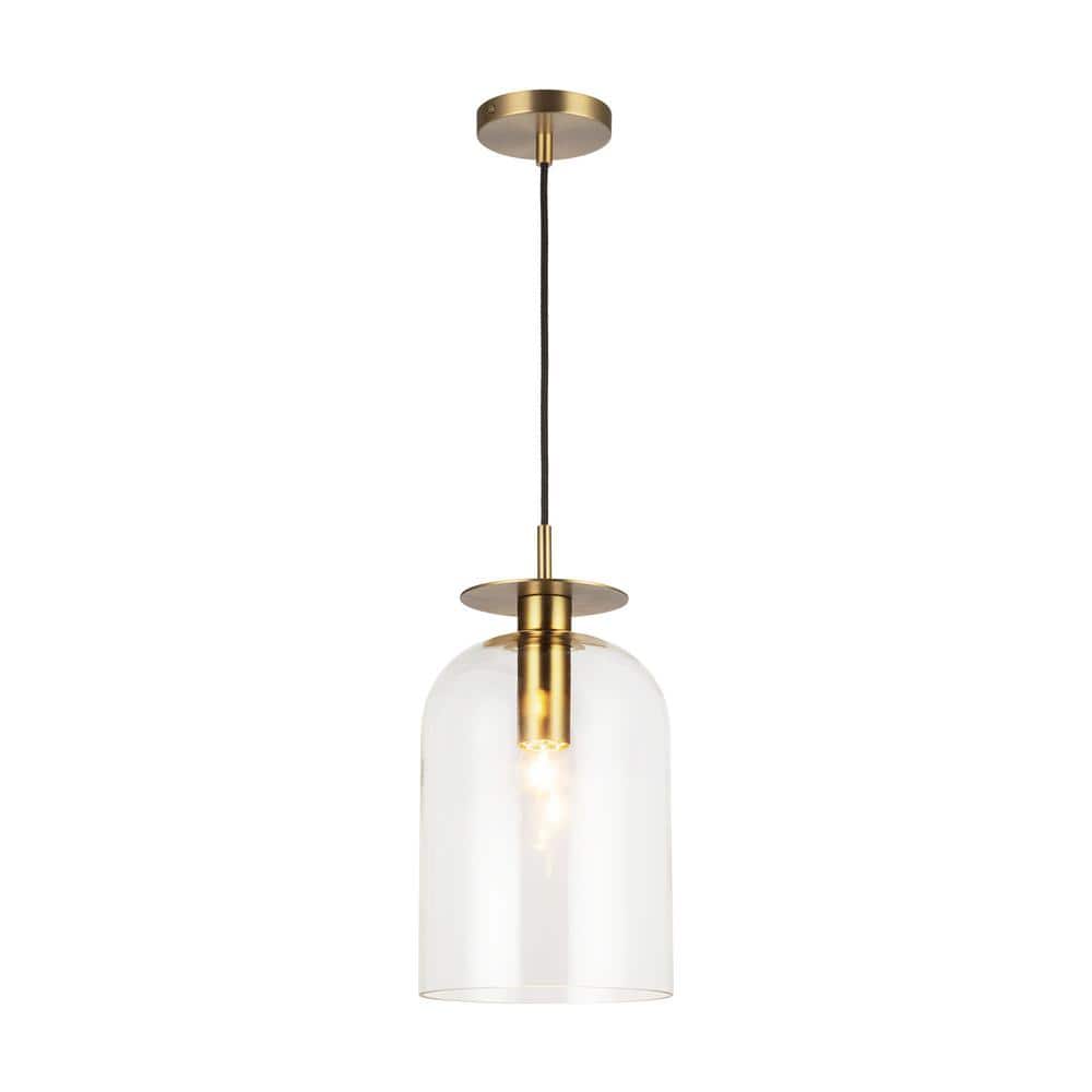 Sylvia 8 in. 1 Light 60-Watt Brushed Gold/Clear Glass Pendant Light price history on PriceWatchPro