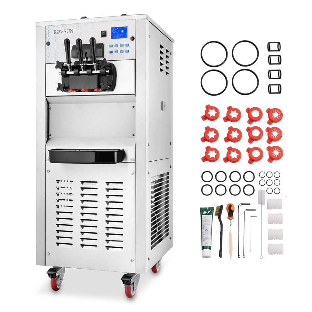 10.6 Gal. Stainless Steel Ice Cream Machine with Wheels Dessert Specialty Appliance