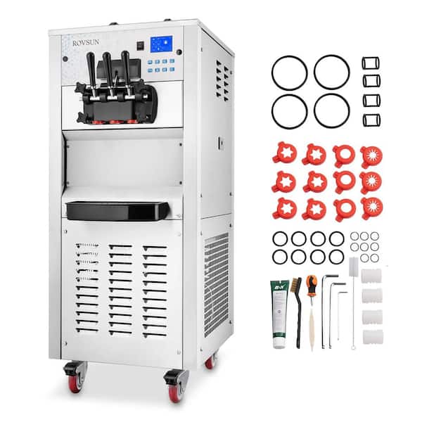 10.6 Gal. Stainless Steel Ice Cream Machine with Wheels Dessert Specialty Appliance