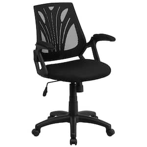 Sam Mid-Back Designer Mesh Swivel Ergonomic Office Chair in Black with Open Arms