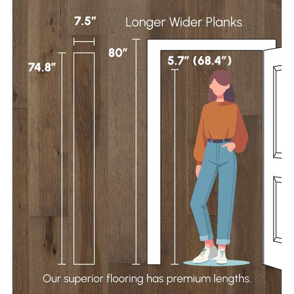 ASPEN FLOORING Cannon Hickory 1/2 in. T x 7.5 in. W Water Resistant Wire Brushed Engineered Hardwood Flooring (31.09 sqft/case)