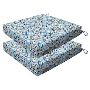 Outdoor 20 in. Square Premium Dining Seat Cushion Beryl Pacific Blue (Set of 2)