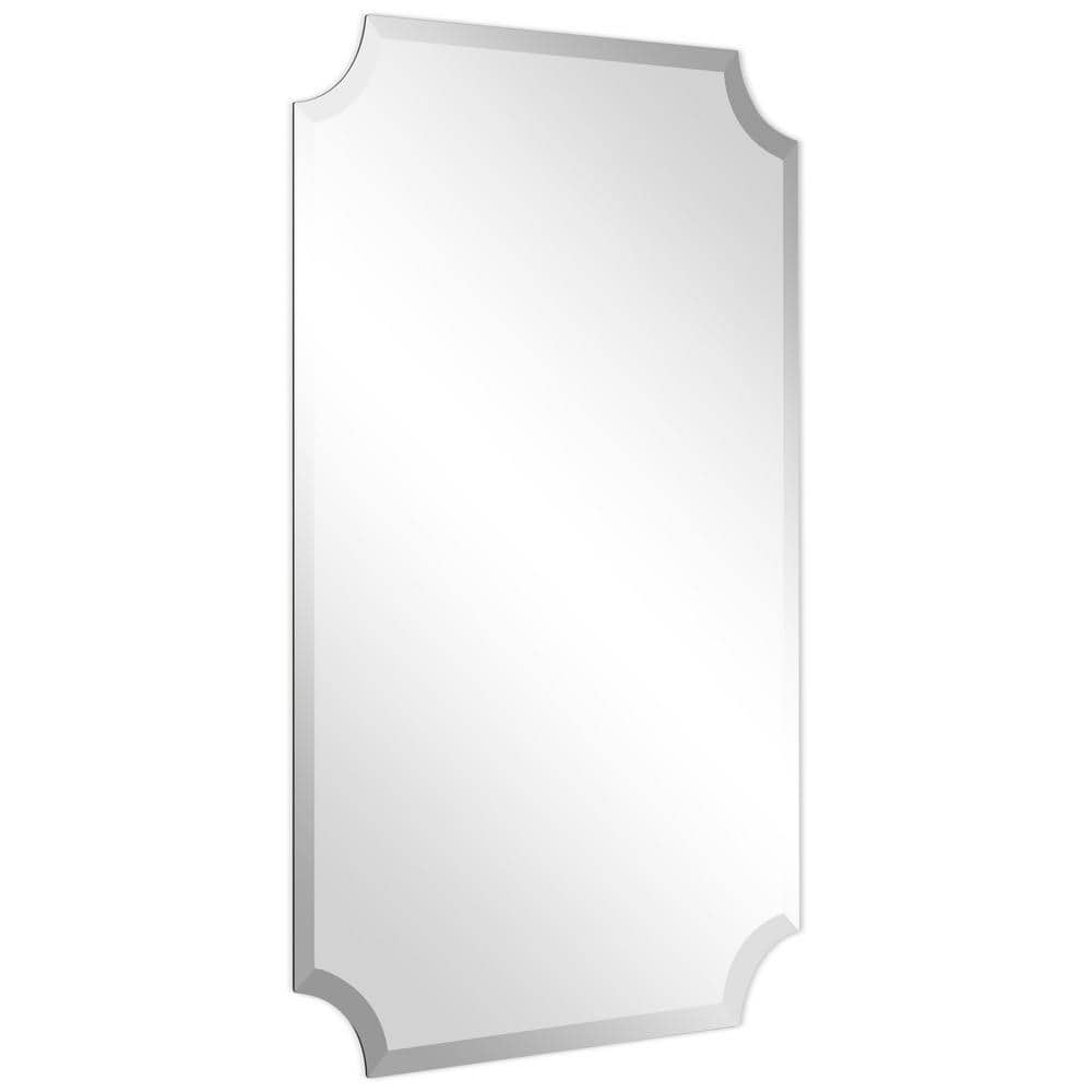 Elegant Frameless Scalloped 24x36 Rectangular Wall Mirror