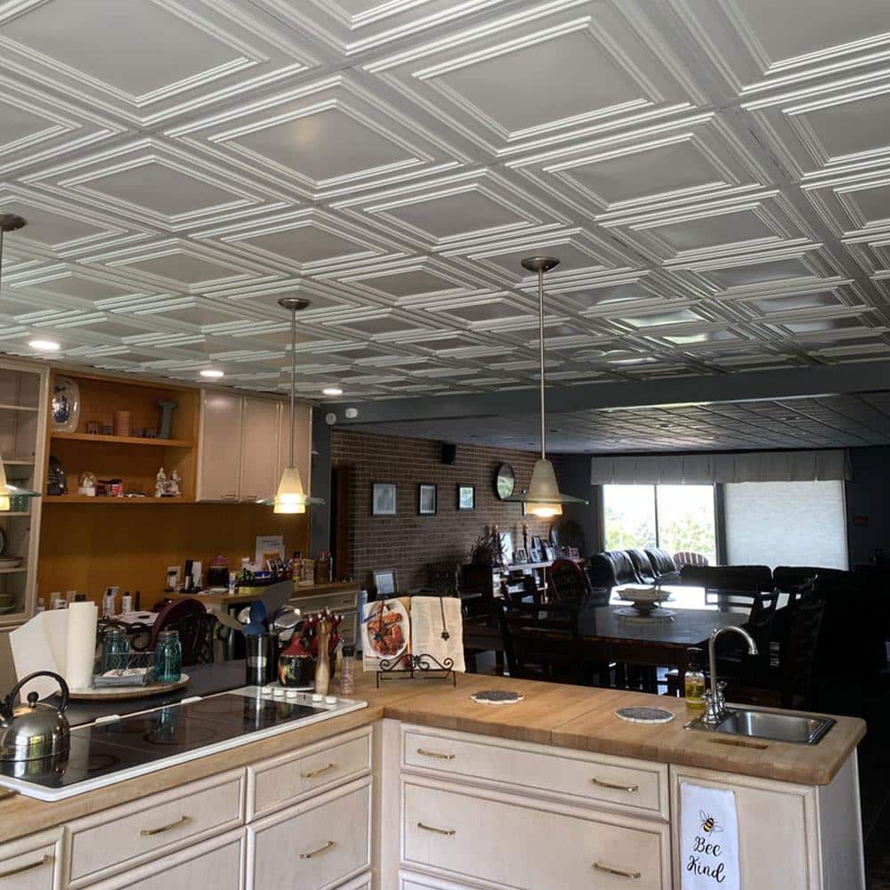 Economy 2 ft. x 2 ft. White PVC Decorative Ceiling Tile