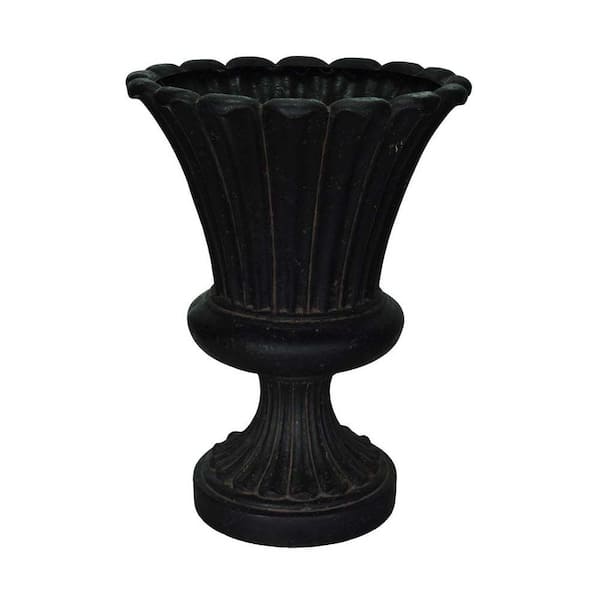 MPG 16-1/4 in x 26-1/2 in Cast Stone Urn on Pedestal in Aged Charcoal 