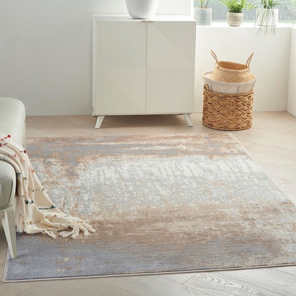 Elation Grey Ivory 5 ft. x 7 ft. Abstract Geometric Area Rug