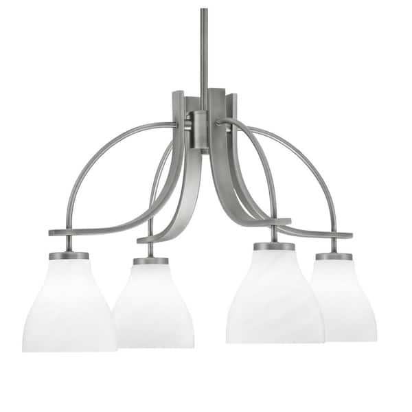 Unbranded Olympia 16.75 in. 4-Light Graphite Downlight Chandelier 5 in. White Marble Glass Shade