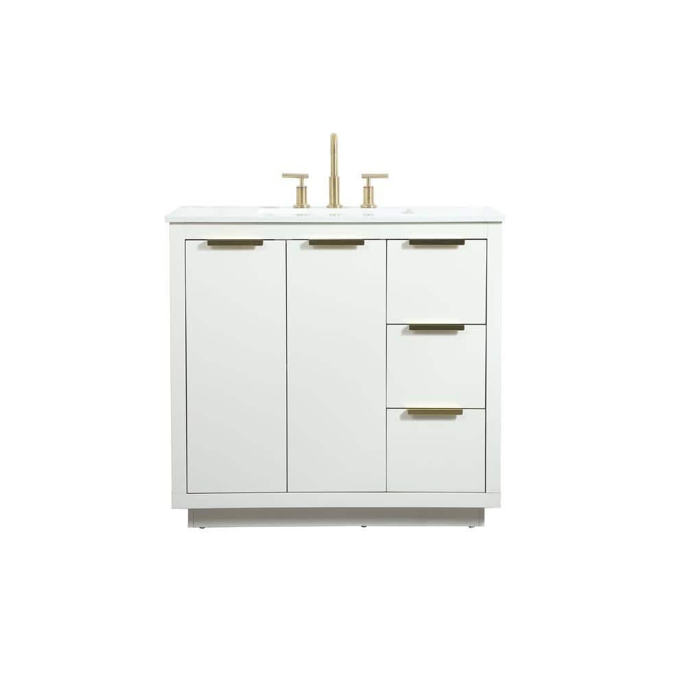 Simply Living 36 in. W x 22 in. D x 34 in. H Bath Vanity in White with Cala