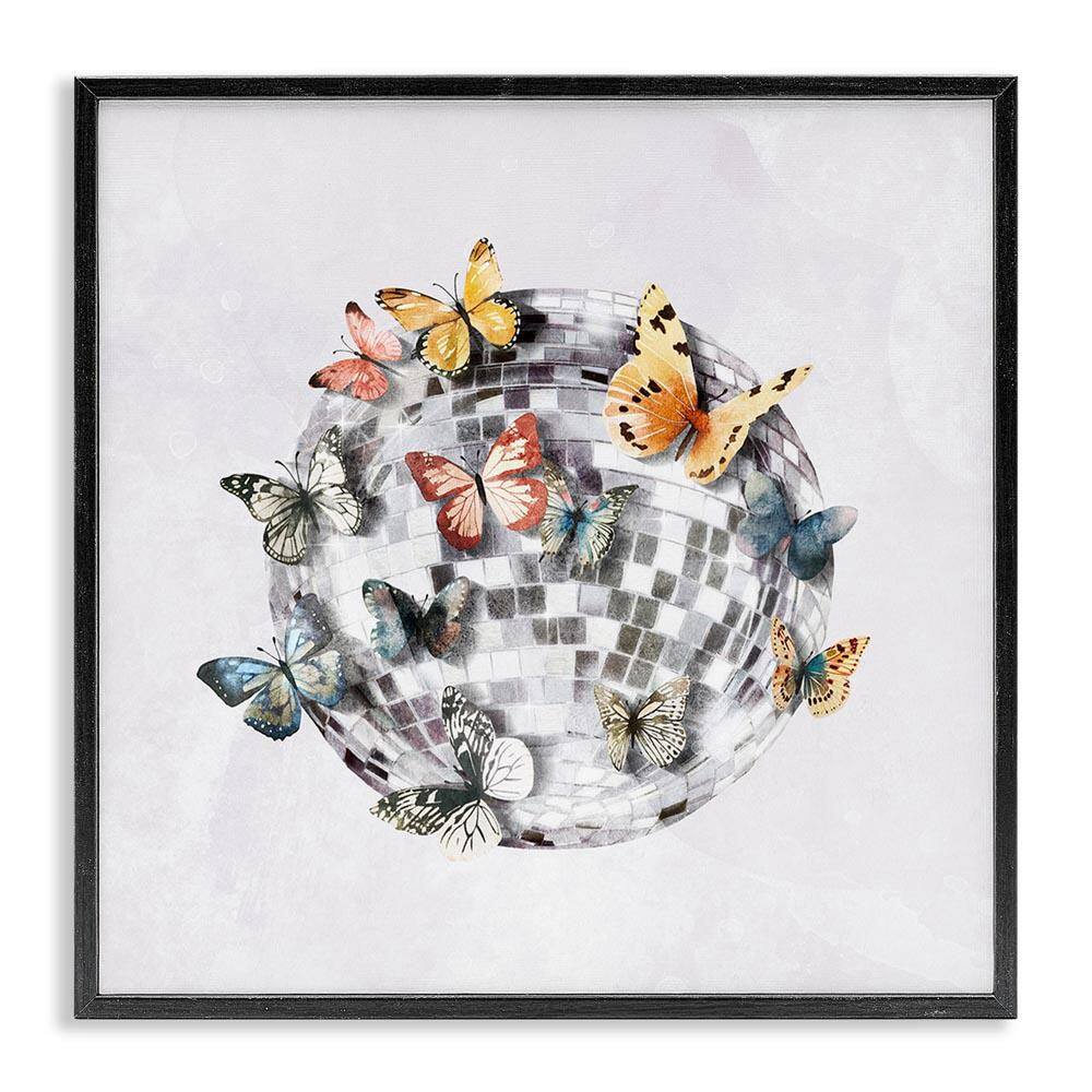 Butterflies on Disco Ball by Svetlana Aleynikova Black Framed Animal Giclee Art Print 24 in. x 24 in. price history on PriceWatchPro