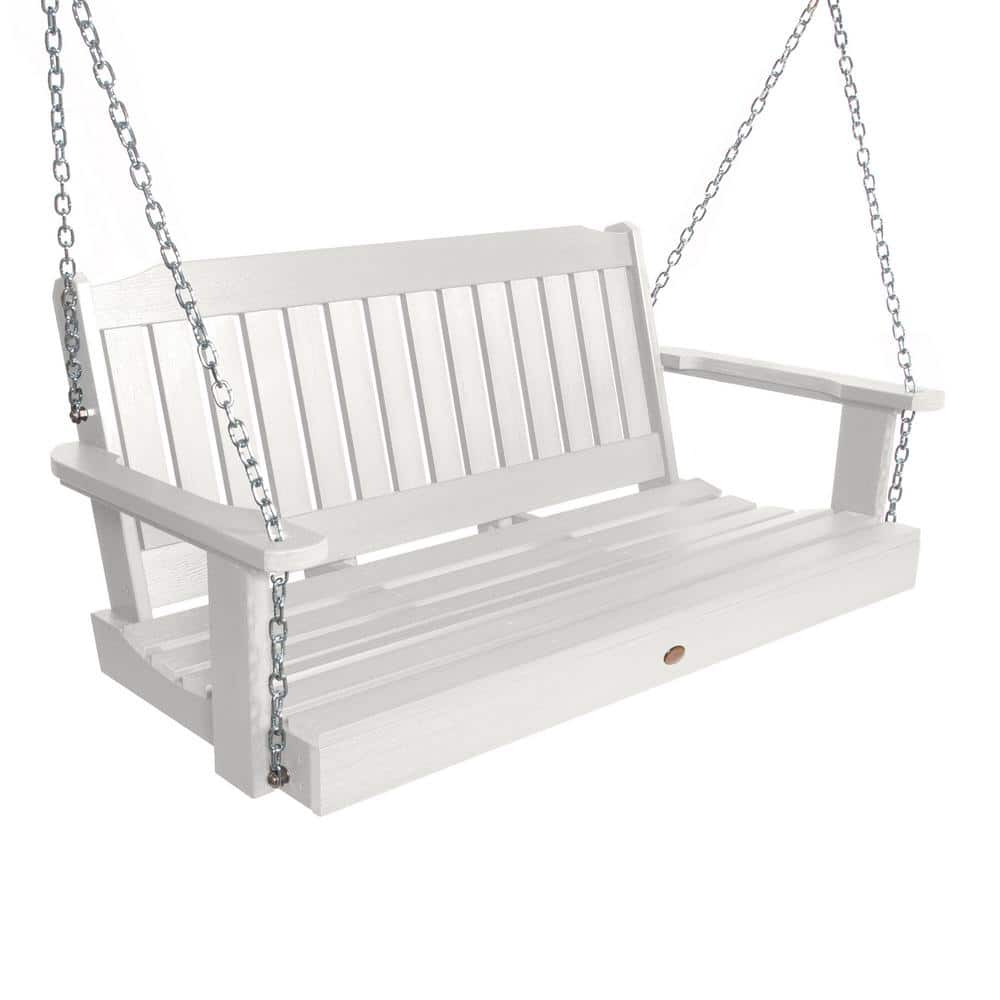 white plastic porch swing