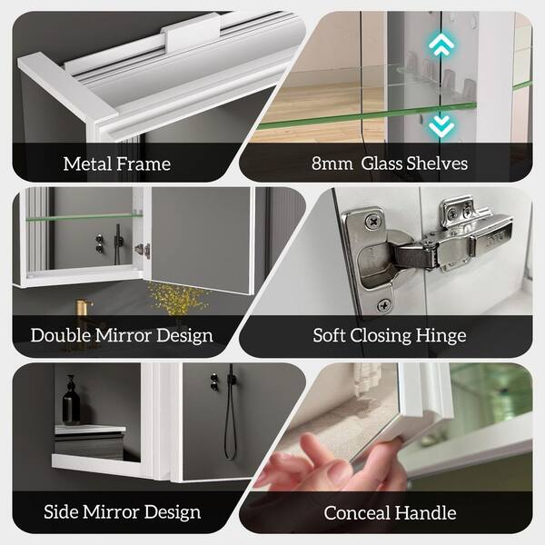 Zeafive Vie 60 in. W x 30 in. H White Rectangular Recessed Zeafive Vie 60 in. W x 30 in. H White Rectangular Recessed