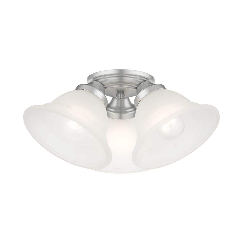 Wynnewood Satin Nickel 16" LED Flush Mount with Gray Marble Glass