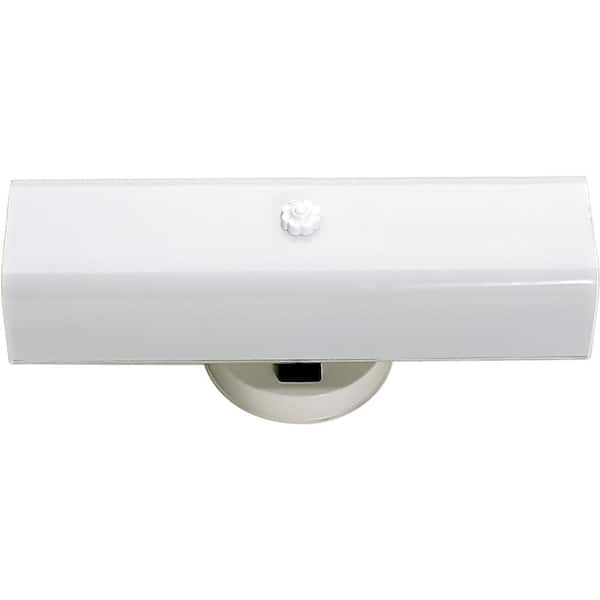 SATCO Nuvo 14 in. 2-Light White Vanity Light with White Channel Glass Shade